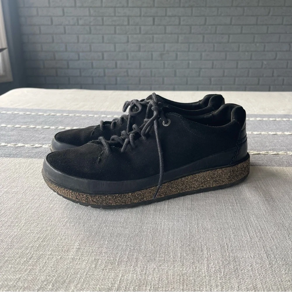 Birkenstock Honnef Low Black Suede Leather Sneakers Size 38 US 7
